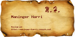 Maninger Harri névjegykártya